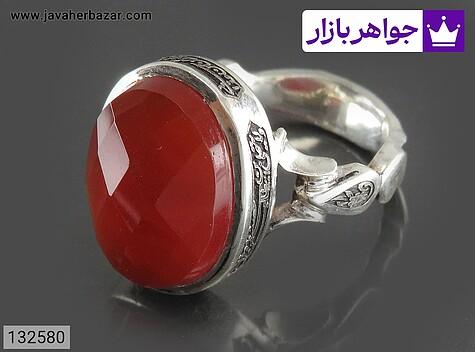 انگشتر نقره عقیق یمنی قرمز خوش تراش مردانه دست ساز [ولایت علی بن ابیطالب] - 132580